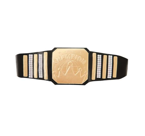 Crafted from 100% polyester faux leather, this belt is designed with a large gold medal at the front of the belt and silver studs along the length of the belt. 