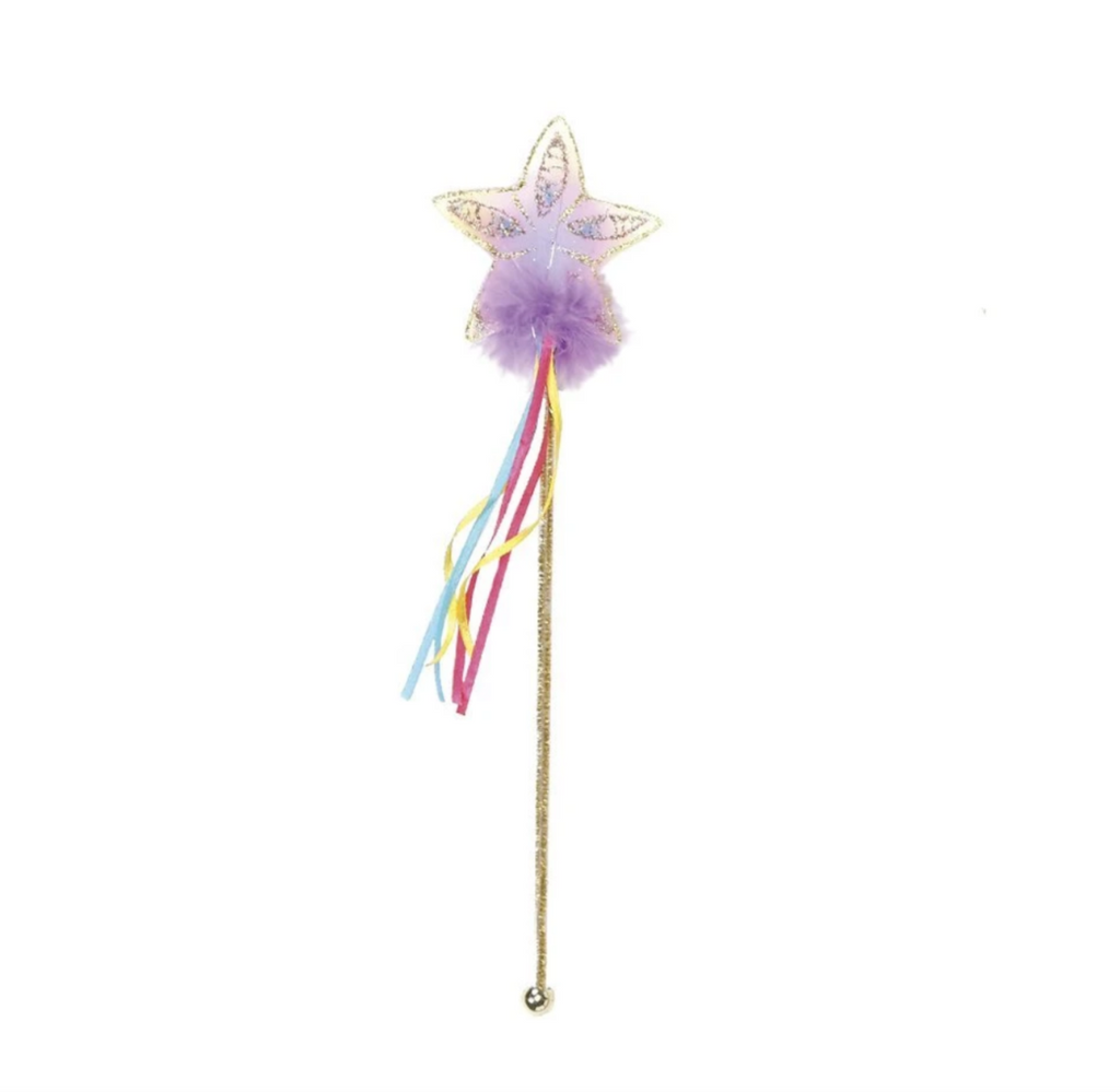 Glitter star wand with assorted ribbons.