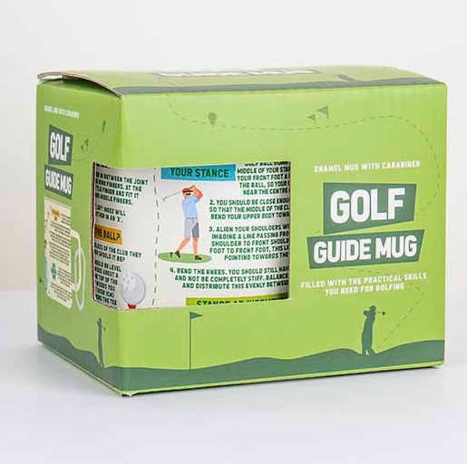 The Golf Guide Mug inside a green box. 