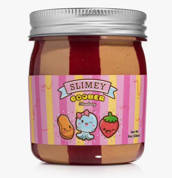 Slimey goober strawberry is a thick & creamy concoction that feels so soft and decadent in between your fingers. Each slimey goober strawberry is scented with a perfect blend of salty peanut butter and sweet strawberry jam. 