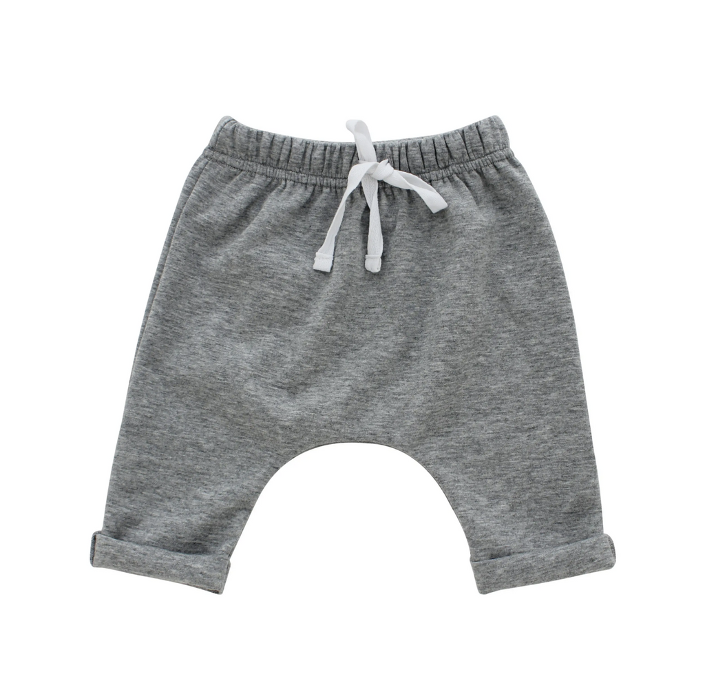 Grey elastic waist grey sweatpants for babies.