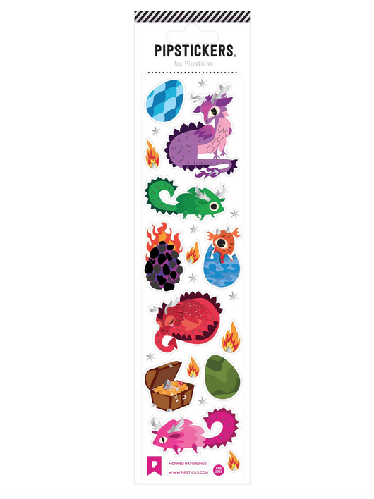  2" x 8" sheet of Horned Hatchlings PipStickers