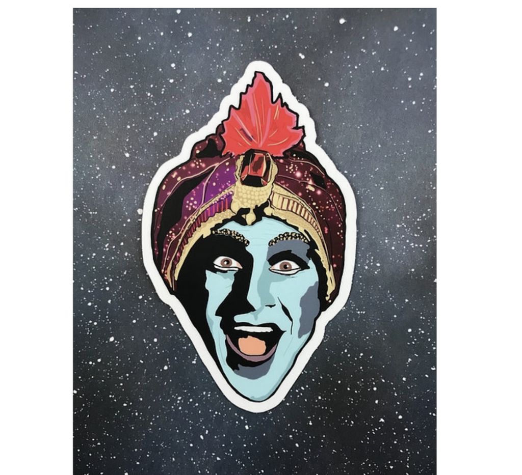Diecut  sticker of Jambi from Pee-Wee's Playhouse.