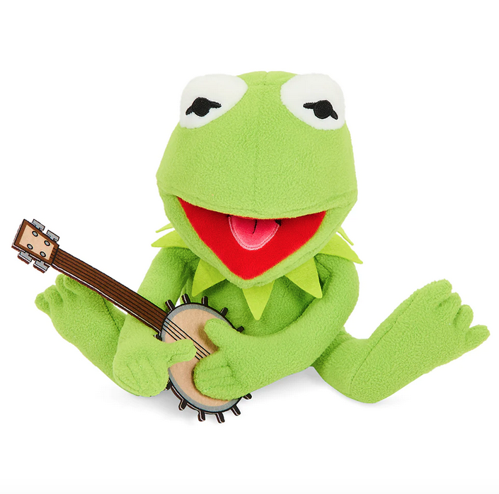 Kermit with Banjo green plush measures 7.5" and is in the seated position. 