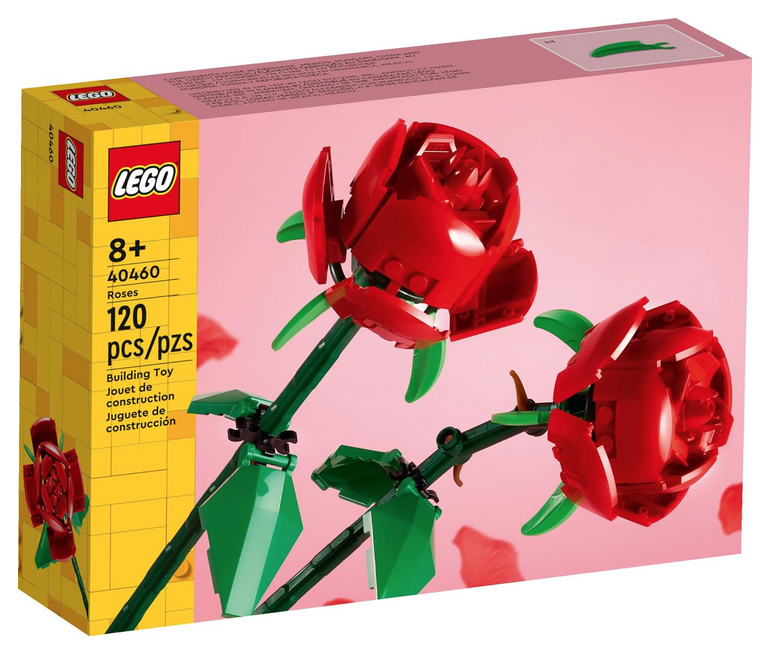 LEGO Roses box featuring an image of the completed flowers. 