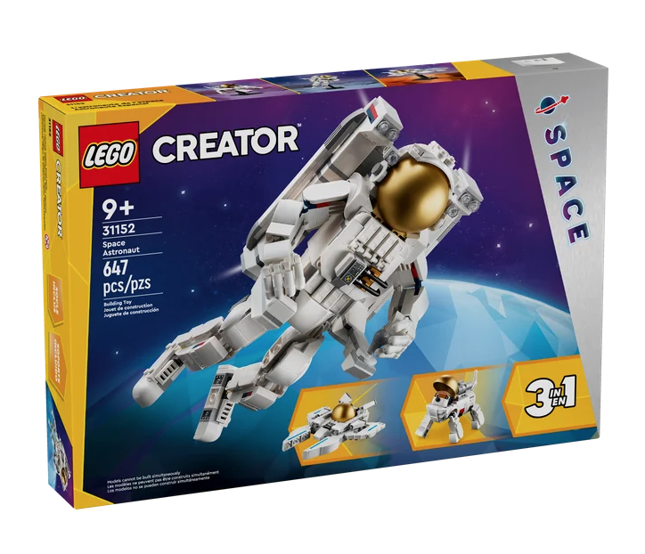 LEGO Creator Space Astronaut box with image of the Space Astronaut taking up the front of the box, and smaller images of the Space Dog and Space Ship. 