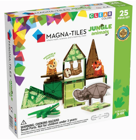 Box of Magna-Tiles Jungle Animals 25 piece magnetic play set.