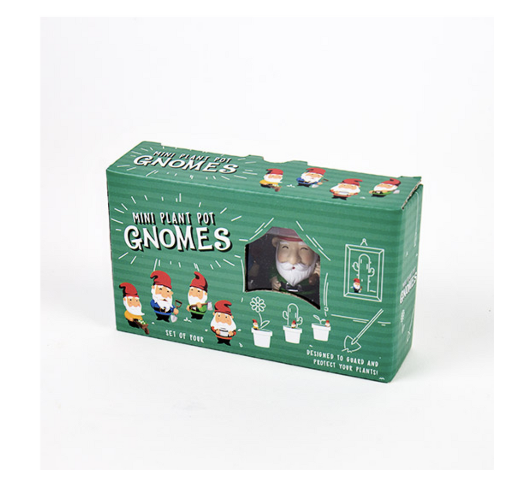 Mini plant pot gnomes in a box. Set of 4. Designed to guard and protect your plants.
