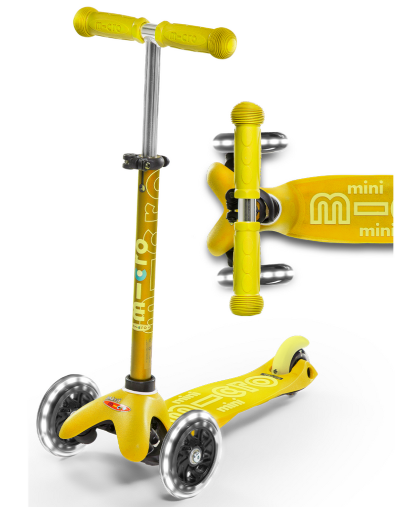 Yellow mini LED Deluxe scooter.