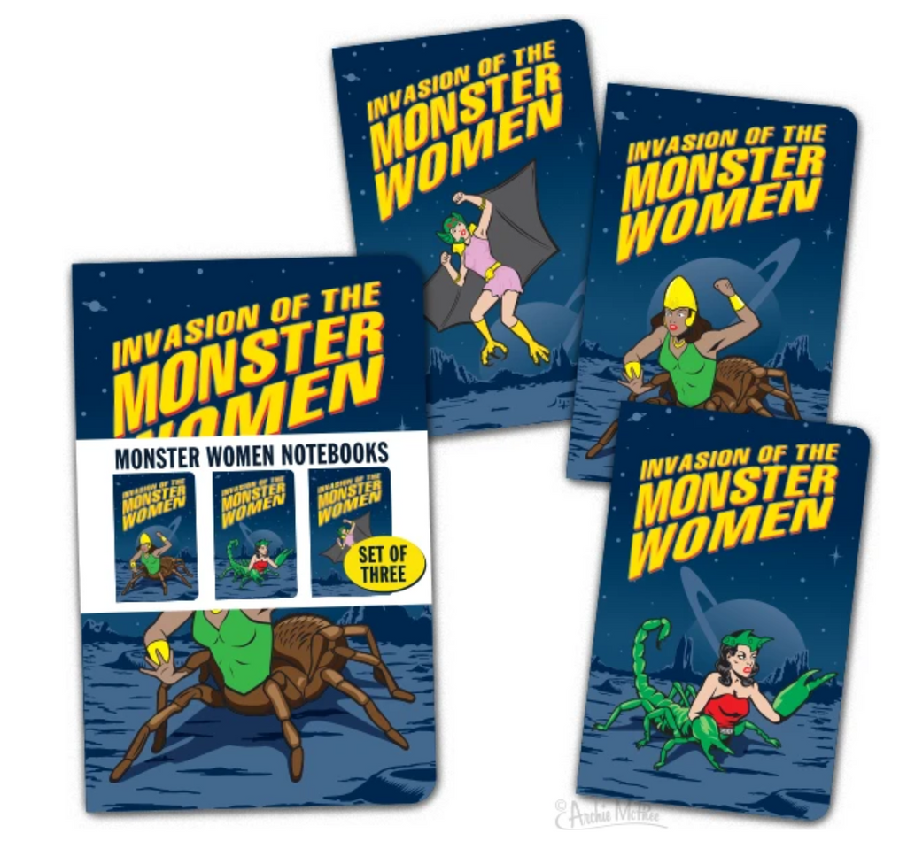 Set of 3 Invasion of the Monster Women mini notebooks.