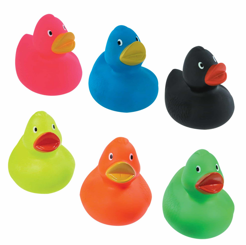 Different colors of rubber ducks.
