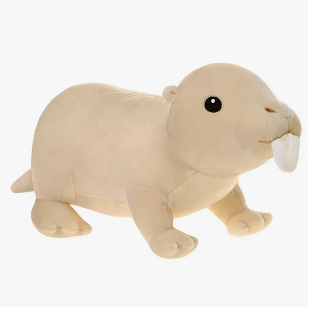 Naked Mole Rat 10.5 inch plush. Really weird but kind of cute too.  Super soft and squishable beige hairless body, with black eyes and large protuding teeth it uses to dig. Sure to be your favorite cuddly stuffed animal!