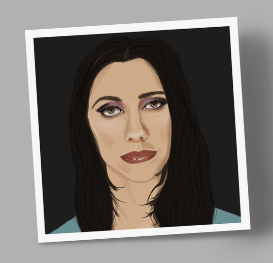 Greeting card featuring an illustration of PJ Harvey.