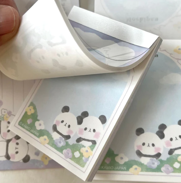 Panda in Flower Field Mini Notepad. 3¼"x2½"