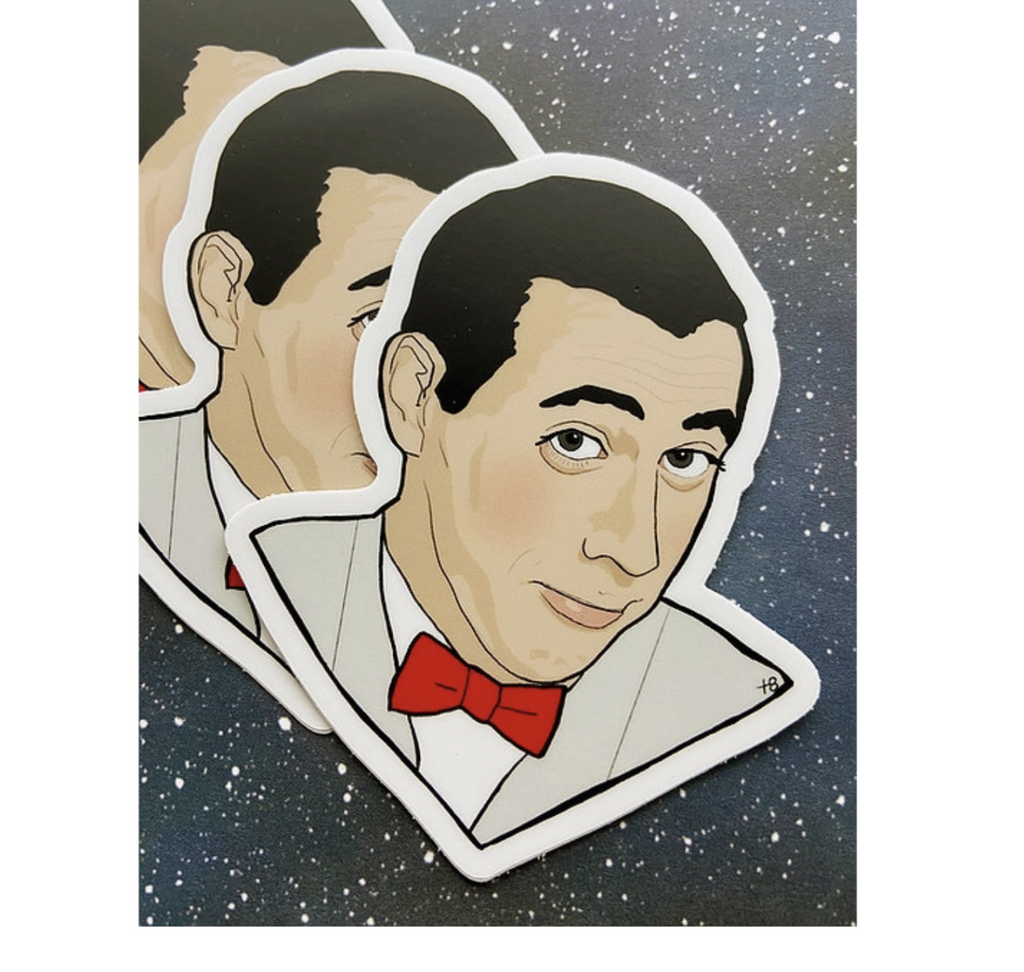 Diecut sticker of Pee Wee Herman.