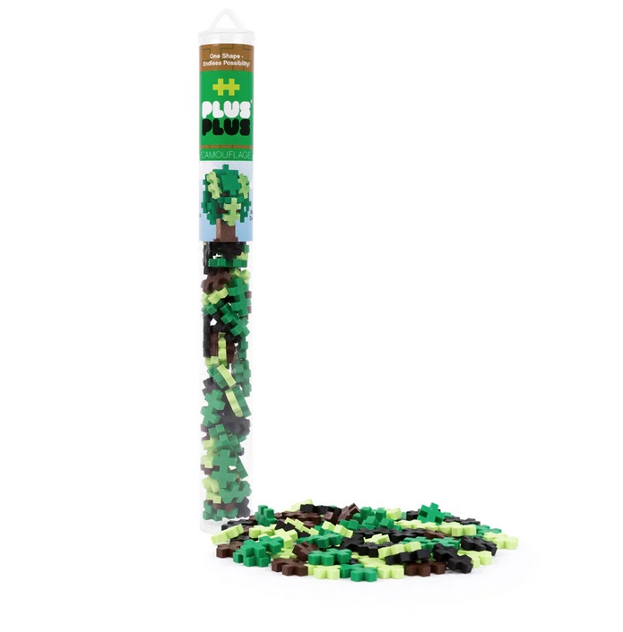 The 70 piece tube is a great way to get started with Plus-Plus. Kids will learn to create in 2D or 3D, encouraging open-ended, creative play. It’s a perfect STEM toy to develop fine motor skills, focus and patience. Camouflage (Green, Pastel Green, Brown, Black)