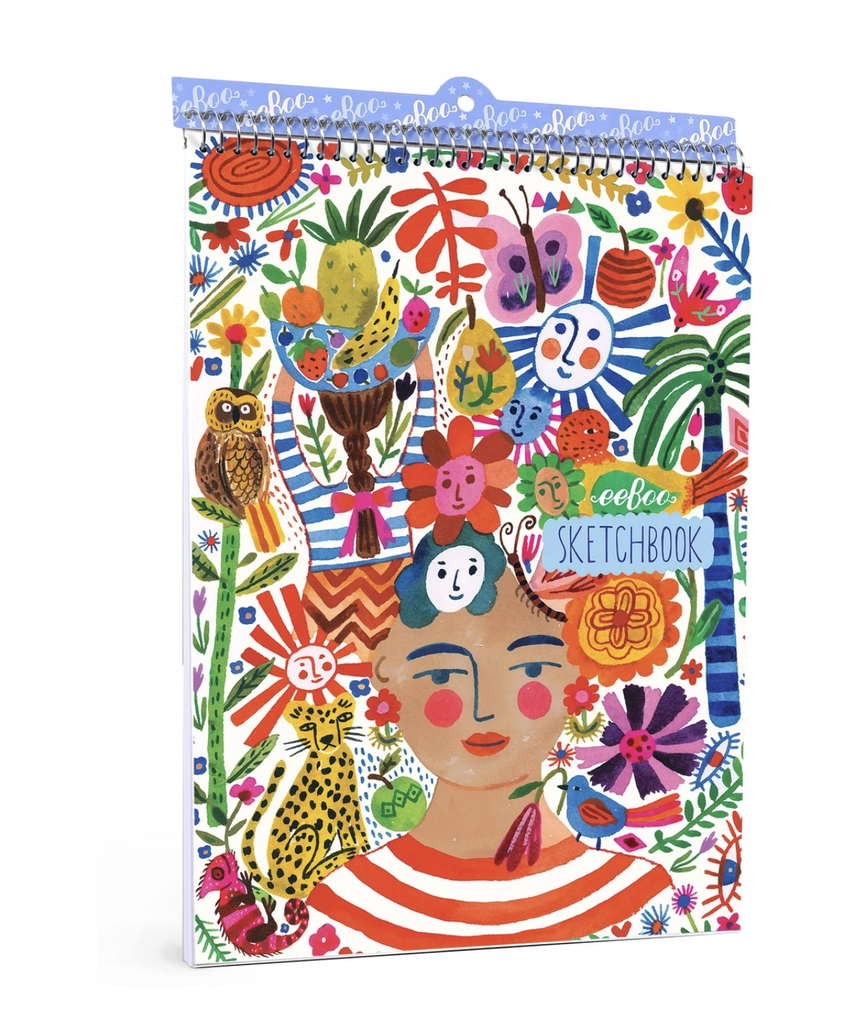 Positivity sketchbook cover with bright and colorful illustrations of animals, sunshine, flowers and everything that could make you feel good. 