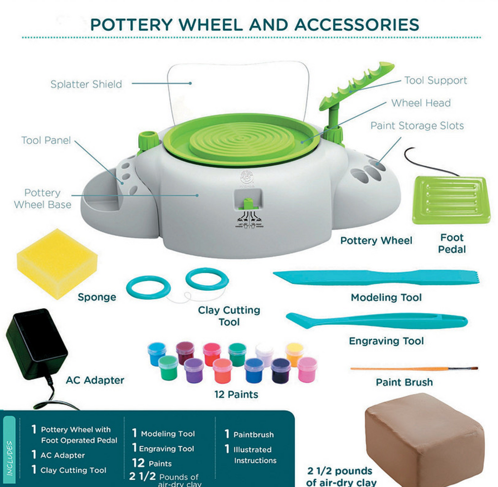 Pottery wheel and accessories.