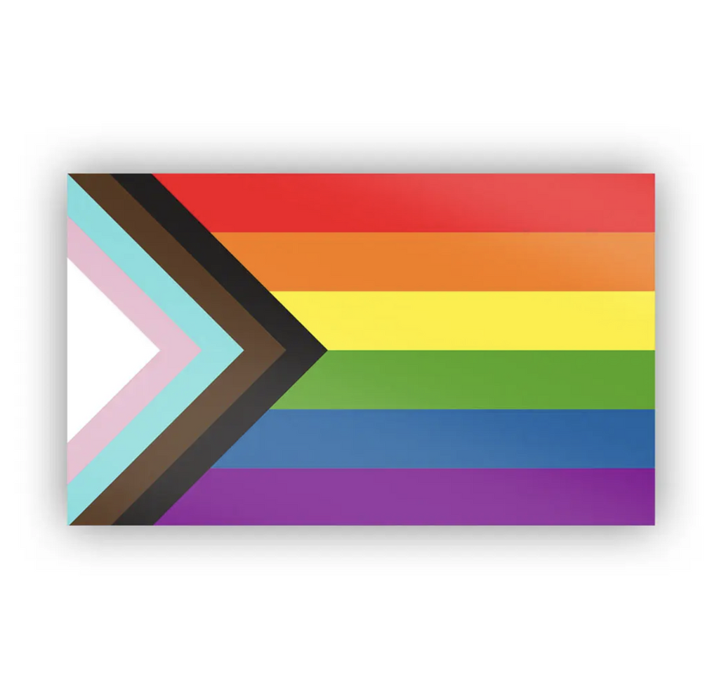 Progress pride flag sticker.