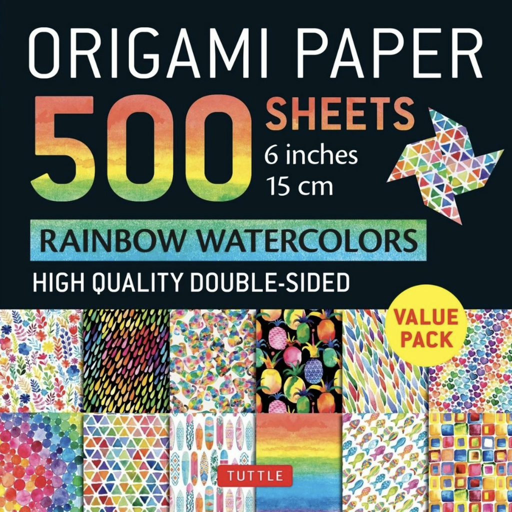 Pack of Rainbow Watercolor 500 sheets of origami paper.