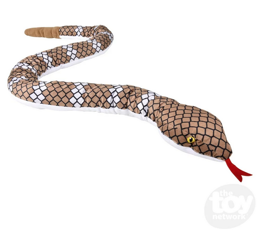 Brown and white with a diamond pattern 67 inch plush rattle snake.