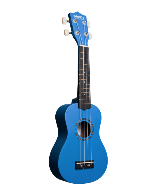 This soprano size ukulele has a robin's egg blue color painted with a matte finish on the wood body of the instrument.