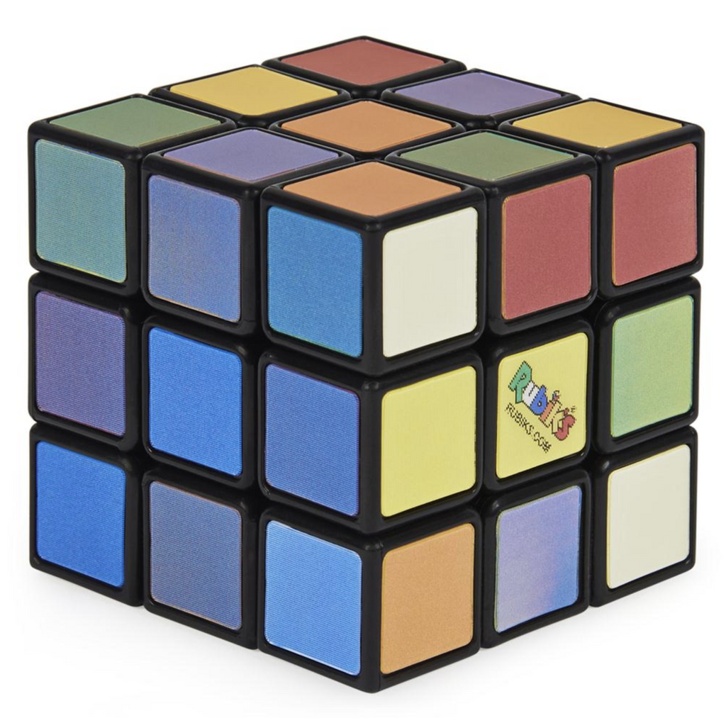 The Rubik's Impossible is a 3x3 Rubik's puzzle cube. It is just like the classic Rubik`s Cube, but it changes colors depending on the angle. iridescent tiles change color when viewed from different angles, making this portable puzzle more challenging.