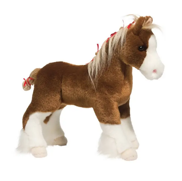 Fashioned after the dependable gentle giants that have pulled our plows and wagons over the years, Samson is a draft horse lover’s dream! Come and give his chestnut coat a pet, we’ve selected ultra soft plush fur to make this handsome horse extra lovable. Durable interior polyester fill gives Samson a stand up pose without sacrificing cuddliness.