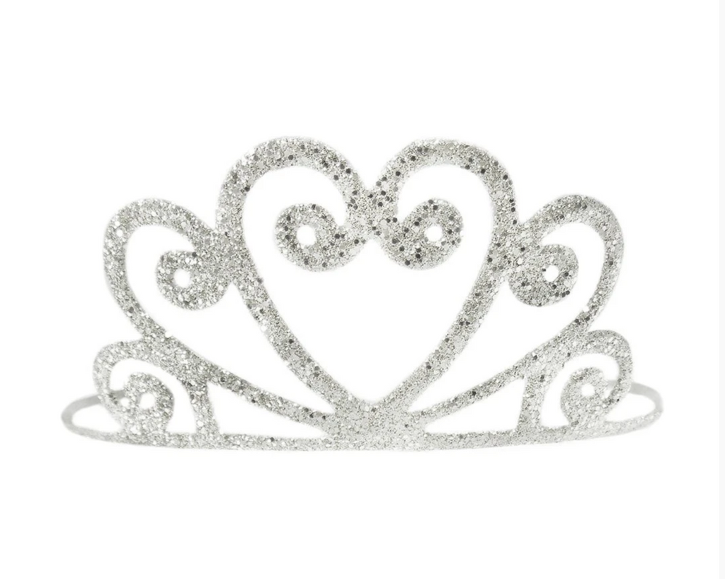 Silver glitter tiara.