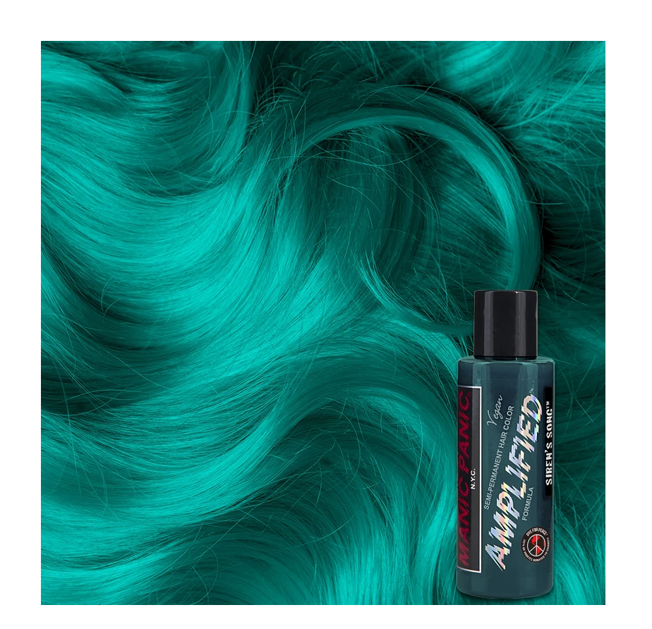 Bright teal Siren's Song hair color by Manic Panic.