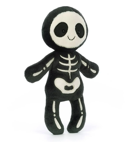 Skeleton Bob is a plush skeleton with black fur and white bones. Plus the cutest creepy smile!