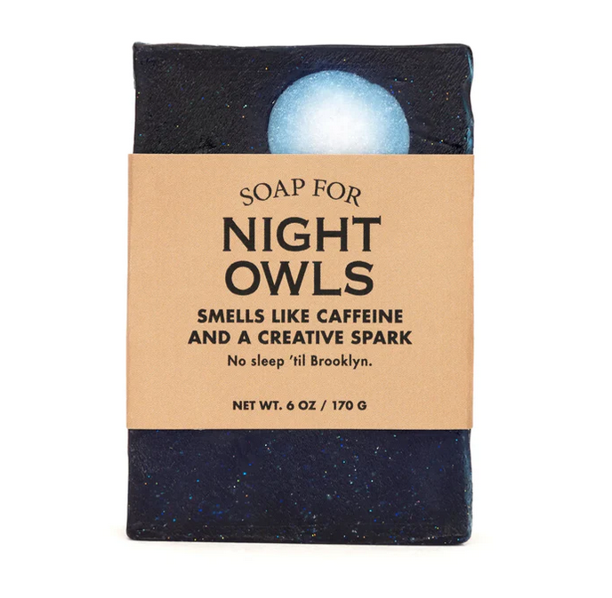 Soap for night owls. Smells like caffeine and a creative spark. No sleep til Brooklyn. 6 oz.