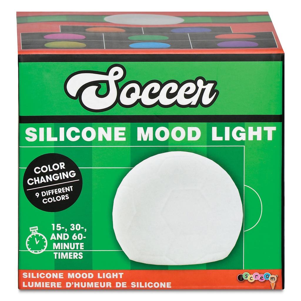 Light up your room with this soccer ball night light. Soft washable silicone. 8 Multicolor-changing LED lights. 