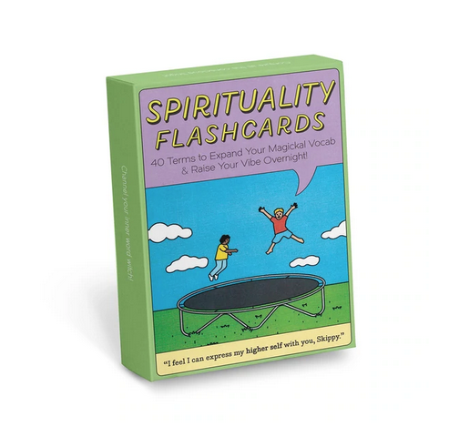 Spirituality flashcards box. 40 terms to expand your magical vocab and raise your vibe overnight.