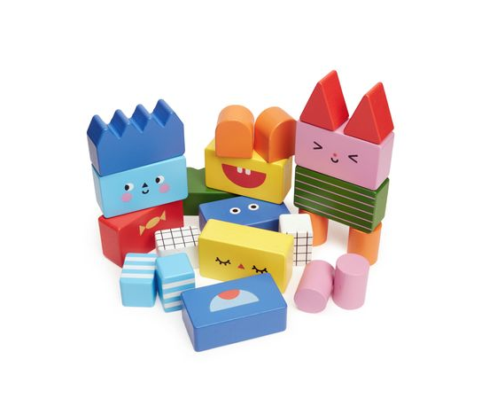 Stack and mix wooden blocks set.