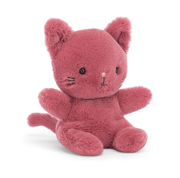 Little cutie Sweetsicle Cat with her dark pink fur and arms outstretched ready for a cuddle. 