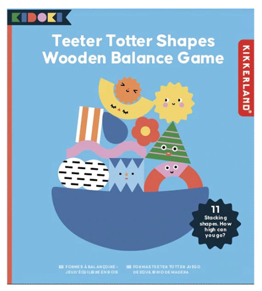 Teeter Totter Shapes Wooden Balance Game. 11 stacking shapes. How high can you go?