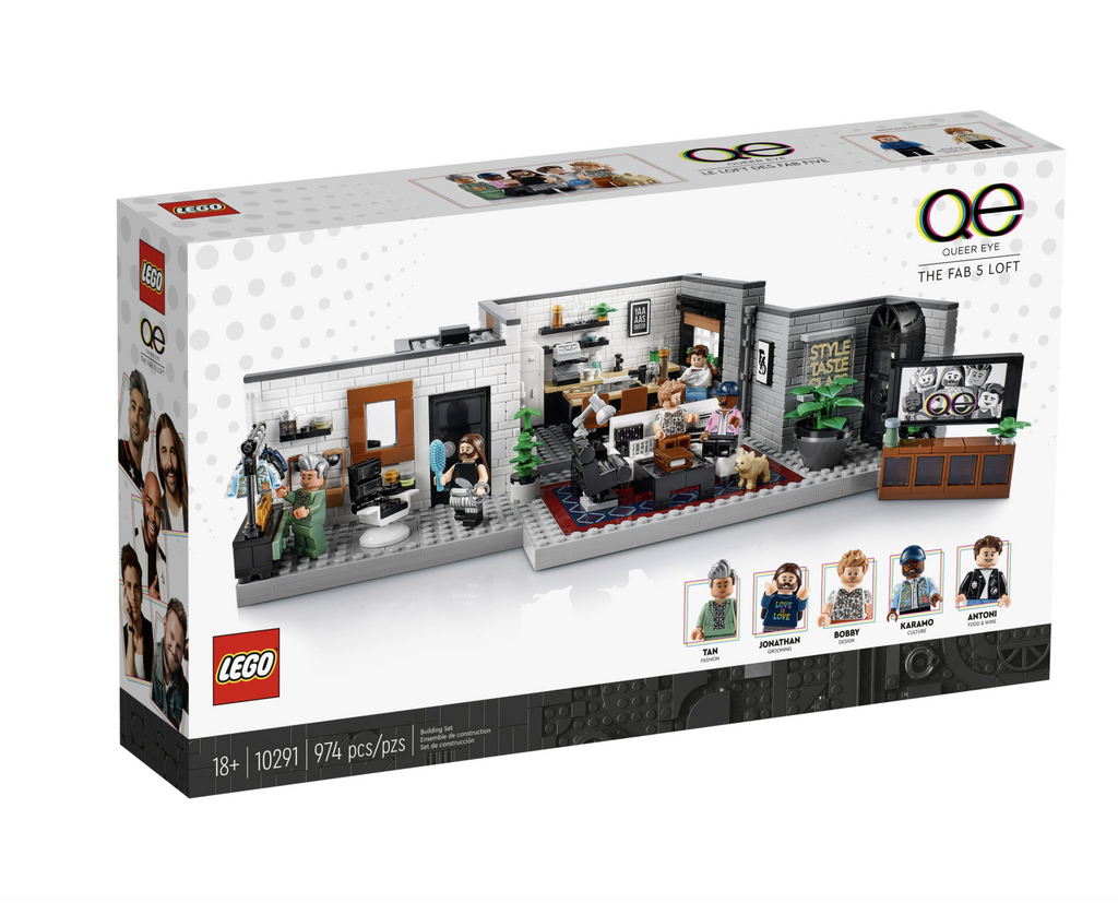Queer Eye Fab 5 Loft Lego set. Ages 18 and up. 974 pieces.
