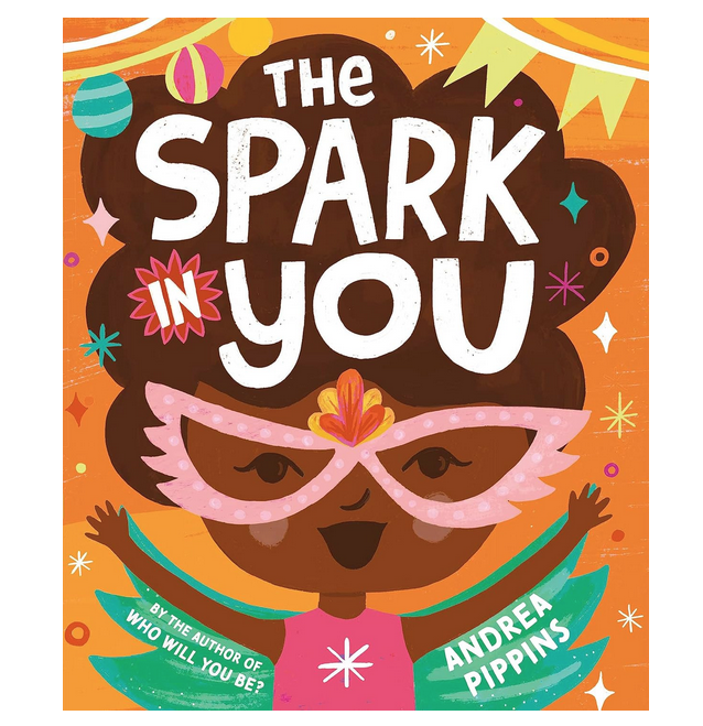 Cover of "The Spark in You" featuring an illustraton of a young latin girl dressed for the parade at carnival. 
