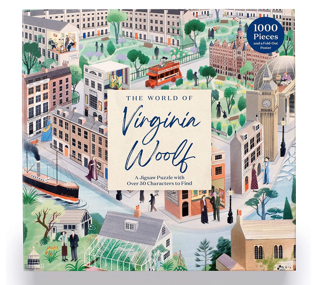 1000 piece puzzle. Explore the world that shaped Virginia Woolf and was the setting for many of her books. From the beaches of Cornwall to the streets of Bloomsbury and from Hogarth House to the colleges of Cambridge, these are the places that formed Woolf's character and that she would transform in books that helped shape our understanding of modernity. 