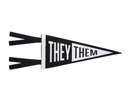 Black and white mini They/Them pennant.