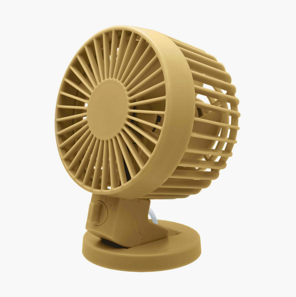 Yellow turbo desk fan.