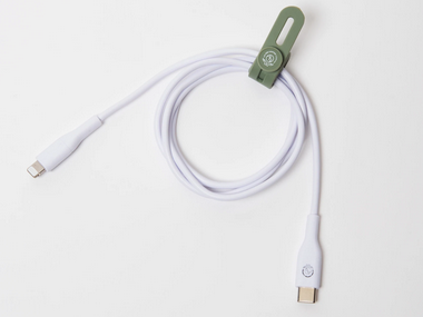 White USB C to lightning chagring cord.