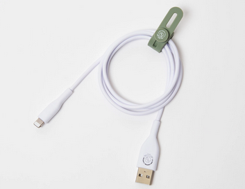 White usb to lightning biodegradable charging cord.