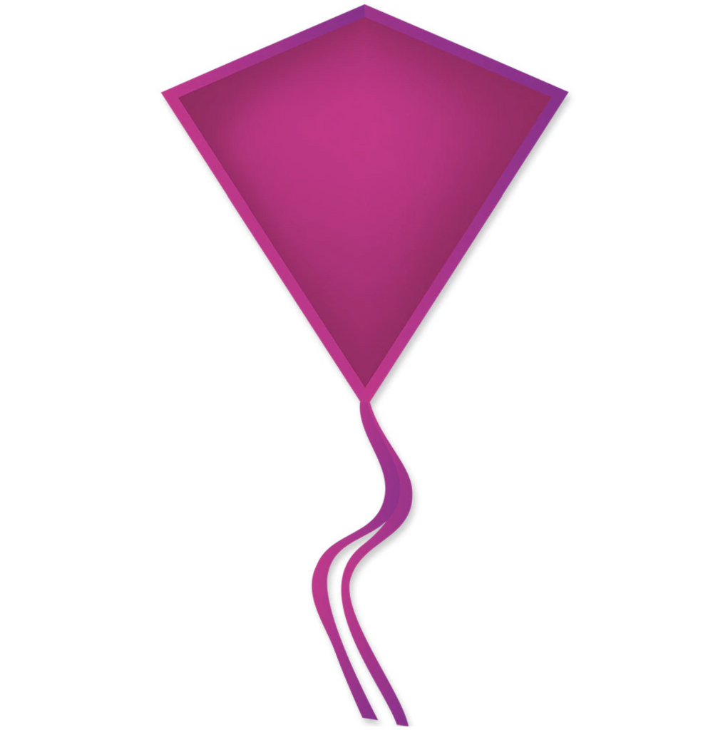 Bright violet purple 30 inch diamond kite with 2 violet tails.