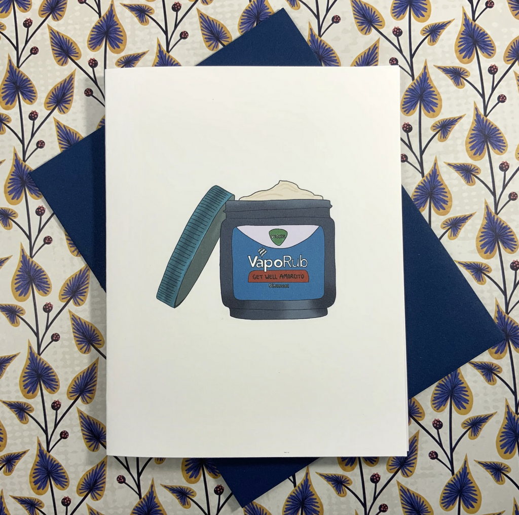 Get well card with a drawing of a jar of VapoRub.