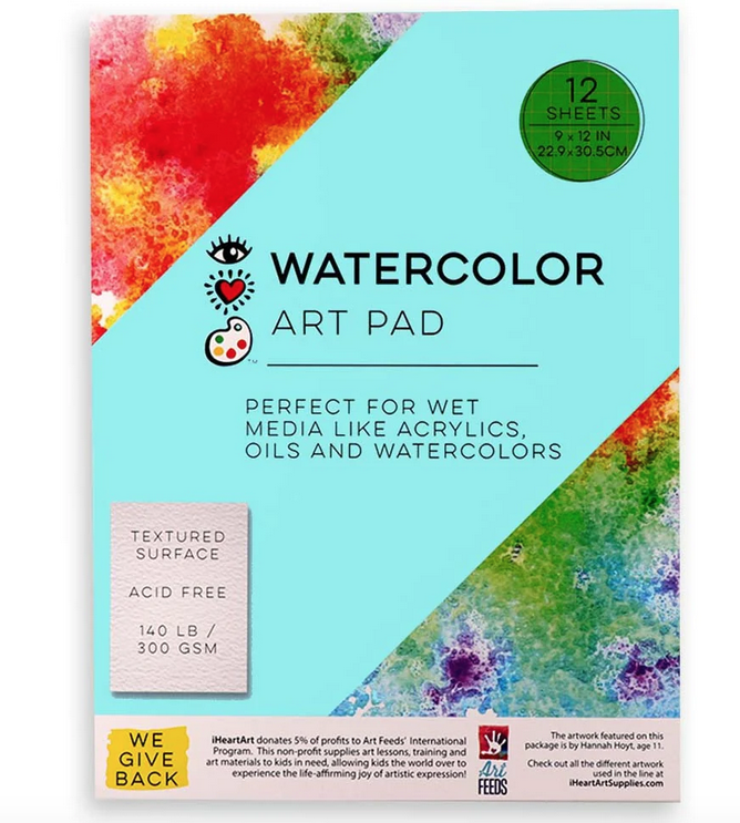Standard size  high quality art pad with a light texture that is great for watercolors, acrylic paints or any wet media.