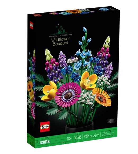 Box for the LEGO Wildflower Bouquet featuring a close up picture of the completed build. 