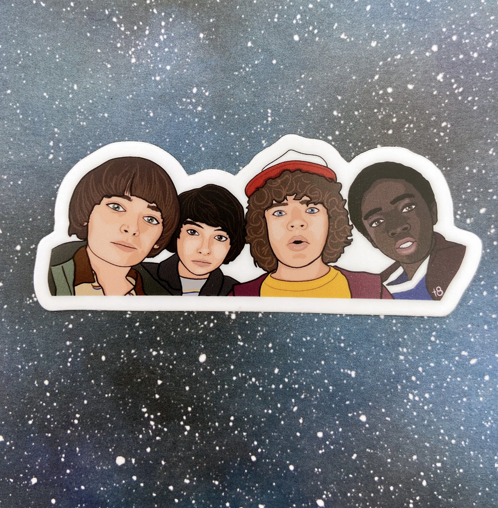 Sticker of Will, Mike, Dustin and Lucas of Stranger Things.