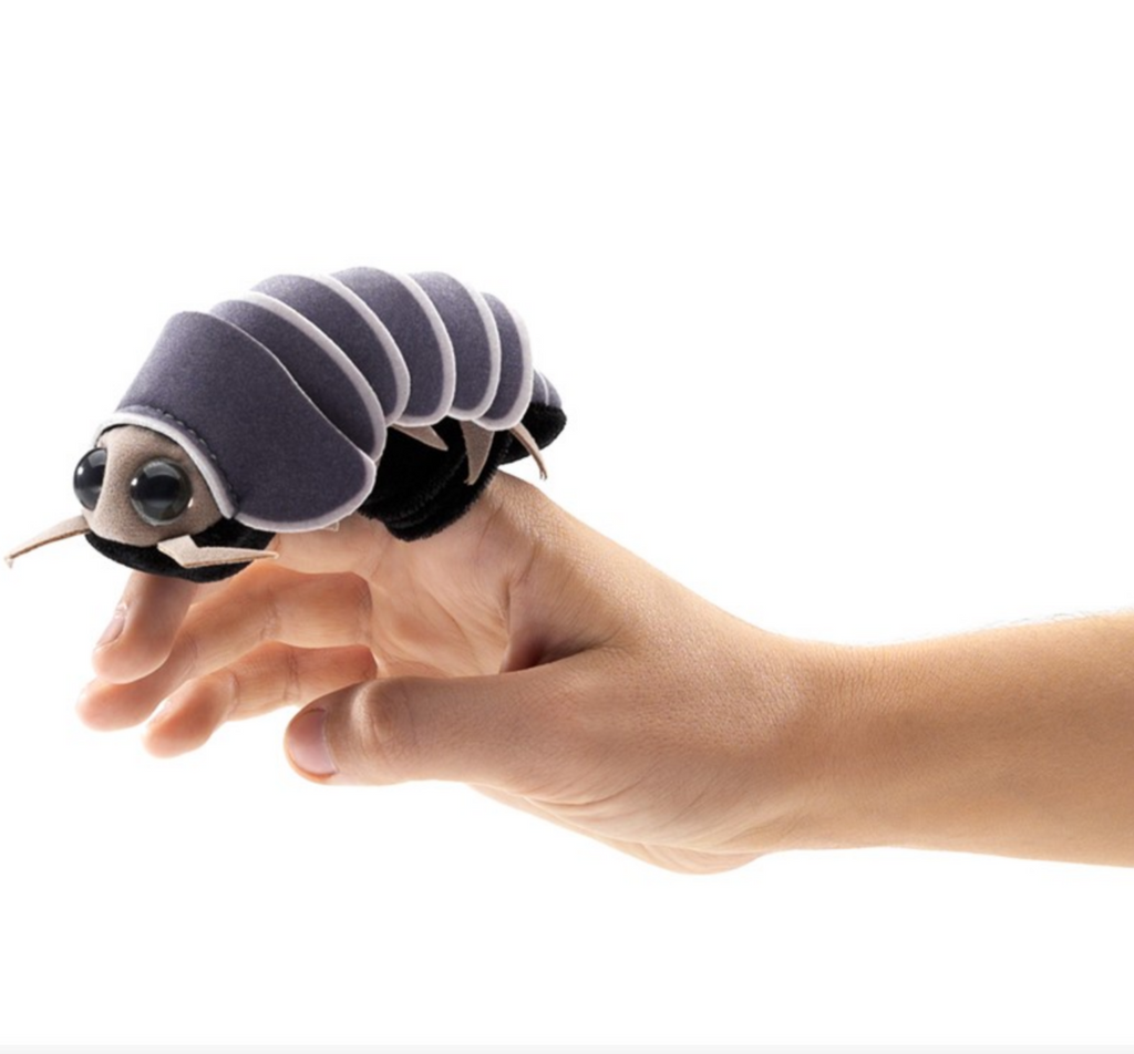 Mini Roly Poly bug finger puppet.